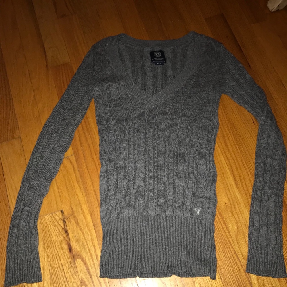 Grey corded AE sweater